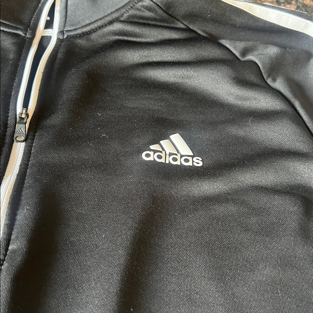 adidas Black and White Quarter-Zip Pullover XL - Picture 2 of 3